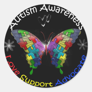 Autisme Awareness Butterfly Ronde Sticker