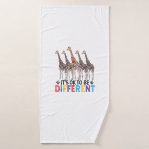 Autisme Awareness Cute Giraffe Animal Het is oké o Badhanddoek