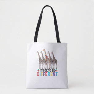 Autisme Awareness Cute Giraffe Animal Het is oké o Draagtas