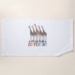 Autisme Awareness Cute Giraffe Animal Het is oké o Strandlaken