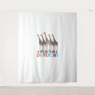 Autisme Awareness Cute Giraffe Animal Het is oké o Wandkleed