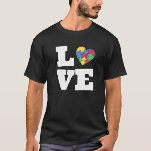 Autisme Awareness Cute Love Puzzle Autistic Son Da T-shirt