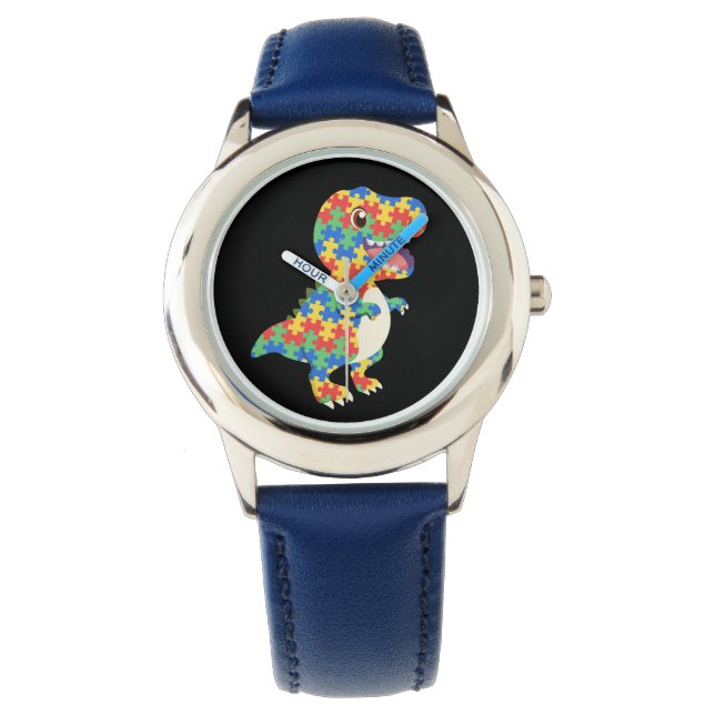 Autisme Awareness Dinosaurs Horloge (Voorkant)