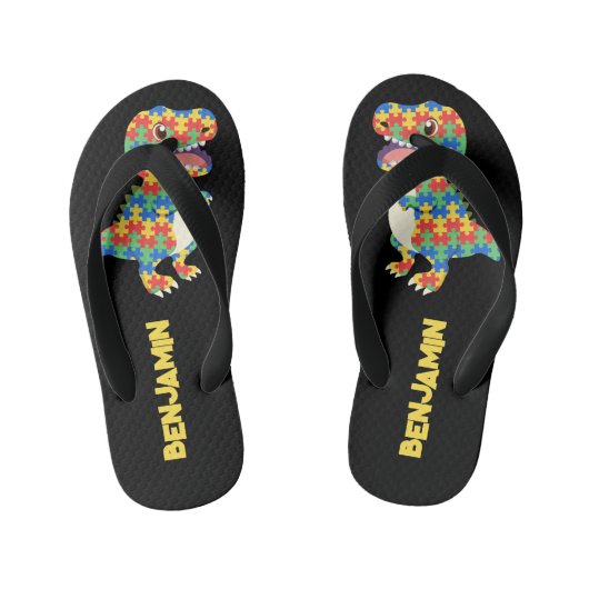 Autisme Awareness Dinosaurs Kinder Teenslippers (Voetbed)