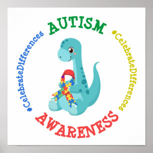 Autisme Awareness Dinosaurs Poster