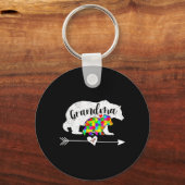 Autisme Awareness Grandma Beer Support Autistic Ad Sleutelhanger (Voorkant)