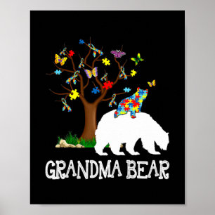 Autisme Awareness Grandma Beer Support Autistic Poster