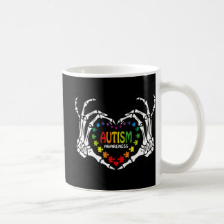 Autisme Awareness Heart Puzzle Piece Skull Koffiemok