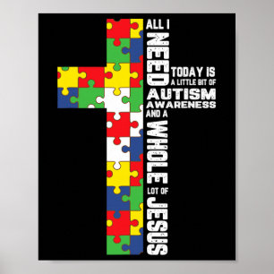 Autisme Awareness Jesus Cross Puzzle Cool Christel Poster
