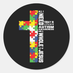 Autisme Awareness Jesus Cross Puzzle Cool Christel Ronde Sticker