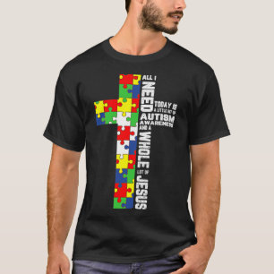 Autisme Awareness Jesus Cross Puzzle Cool Christel T-shirt