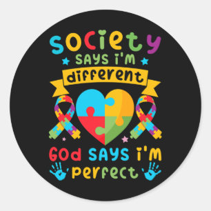 Autisme Awareness Kinder Boys God zegt dat ik perf Ronde Sticker