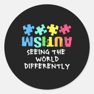 Autisme Awareness Month Support De wereld zien ste Ronde Sticker