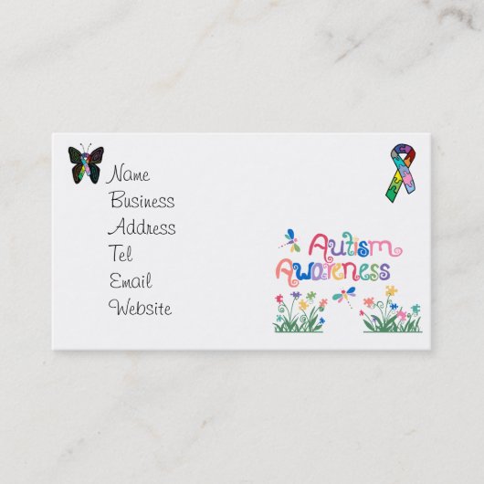 Autisme Awareness on White Visitekaartjes (Voorkant)