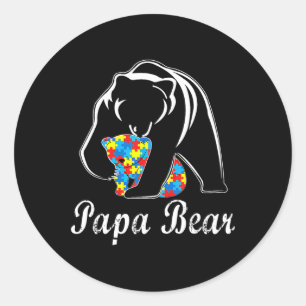 Autisme Awareness Papa Beer ondersteunt autistisch Ronde Sticker