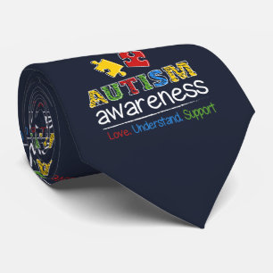 Autisme Awareness Patroon Puzzles Red Yellow Blue Stropdas