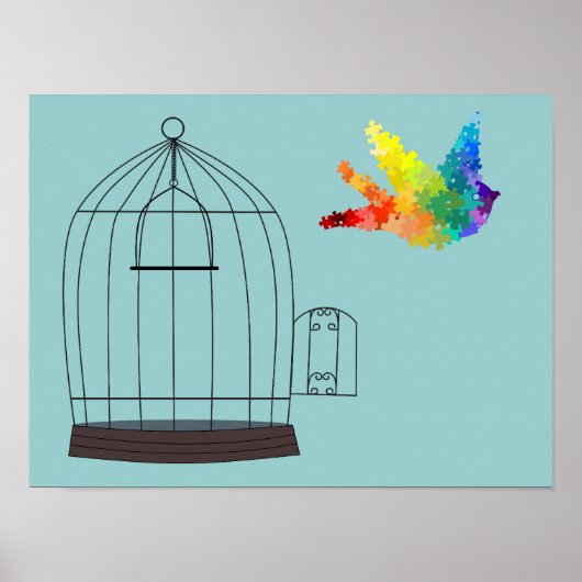 Autisme Awareness Puzzle Bird Poster (Voorkant)