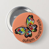Autisme Awareness Puzzle Butterfly Ronde Button 7,6 Cm (Voorkant /achterkant)