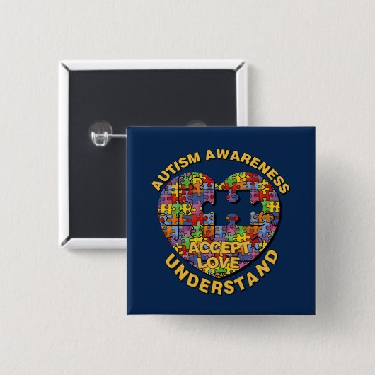 Autisme Awareness Puzzle Heart Button (Voorkant /achterkant)