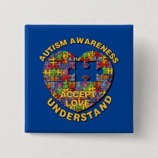 Autisme Awareness Puzzle Heart Button (Voorkant)