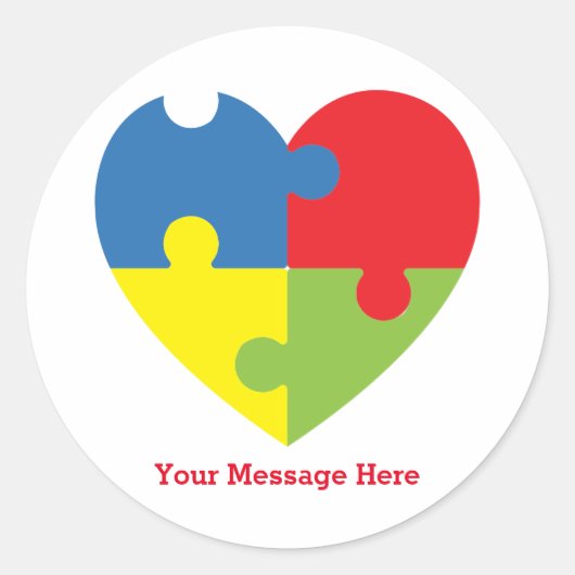 Autisme Awareness Puzzle Heart Personalized Ronde Sticker (Voorkant)