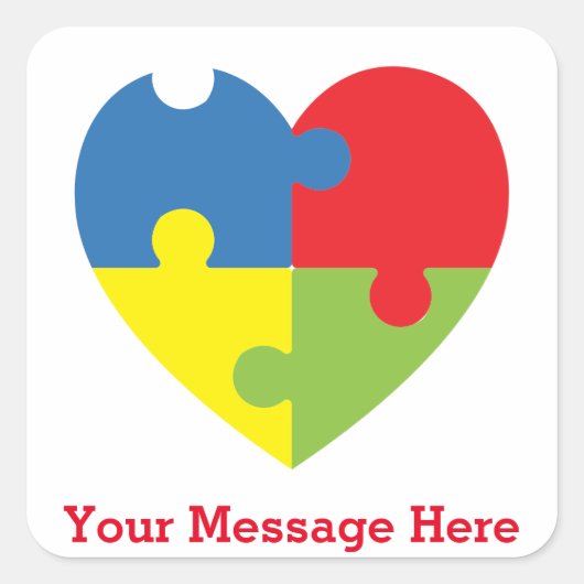Autisme Awareness Puzzle Heart Personalized Vierkante Sticker (Voorkant)