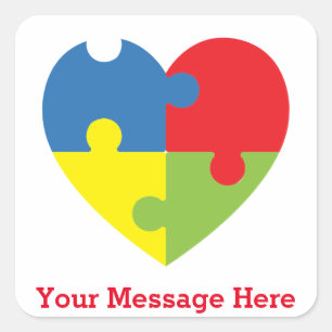 Autisme Awareness Puzzle Heart Personalized Vierkante Sticker