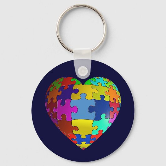 Autisme Awareness Puzzle Heart Sleutelhanger (Voorkant)