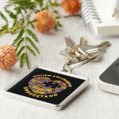 Autisme Awareness Puzzle Heart Square Sleutelhange Sleutelhanger (Zijkant)