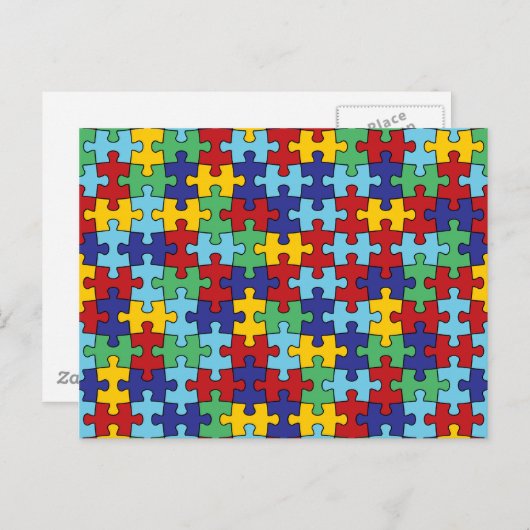 Autisme Awareness Puzzle Pattern Briefkaart (Voorkant / Achterkant)