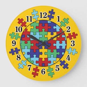 Autisme Awareness Puzzle Pattern Grote Klok