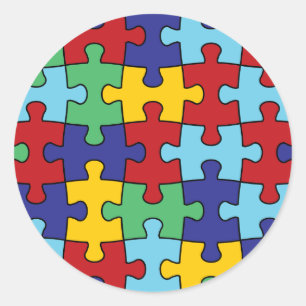 Autisme Awareness Puzzle Pattern Ronde Sticker