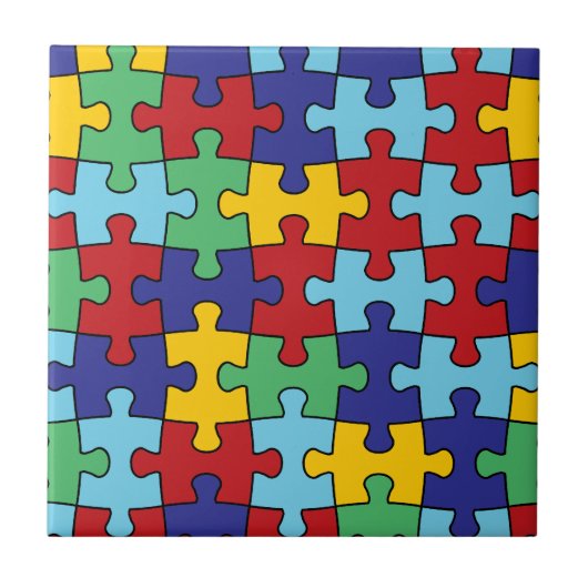 Autisme Awareness Puzzle Pattern Tegeltje (Voorkant)