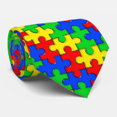 Autisme Awareness Puzzle Stropdas (Opgerold)