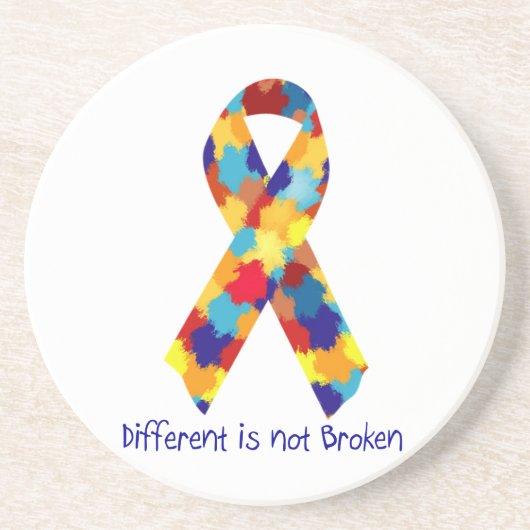 Autisme Awareness Puzzle Support Ribbon Zandsteen Onderzetter (Voorkant)