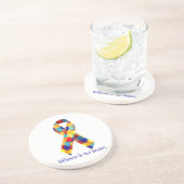 Autisme Awareness Puzzle Support Ribbon Zandsteen Onderzetter (Zijkant)