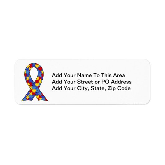 Autisme Awareness Ribbon Etiket (Voorkant)