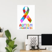 Autisme Awareness Ribbon Poster (Thuiskantoor)