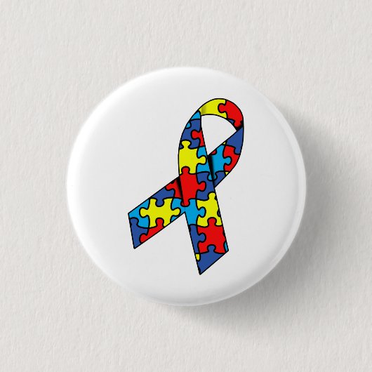 Autisme Awareness Ribbon Ronde Button 3,2 Cm (Voorkant)