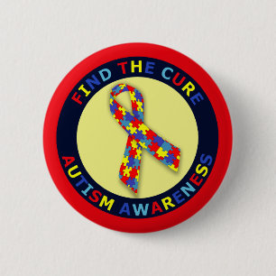 Autisme Awareness Ribbon Ronde Button 5,7 Cm