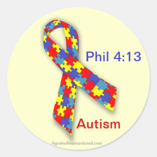 Autisme Awareness Ribbon Ronde Sticker