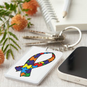 Autisme Awareness Ribbon Sleutelhanger (Voorkant Rechts)