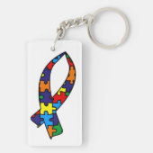 Autisme Awareness Ribbon Sleutelhanger (achterkant)