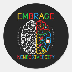 Autisme Awareness Shirt Embrace Neurodiversity ADH Ronde Sticker