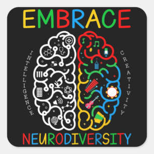 Autisme Awareness Shirt Embrace Neurodiversity ADH Vierkante Sticker