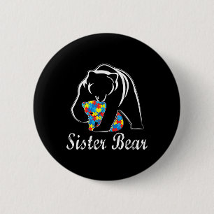 Autisme Awareness Sister Beer Support Autistic Adu Ronde Button 5,7 Cm