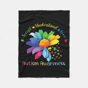 Autisme Awareness Sunflower Accepteert begrip lief Fleece Deken