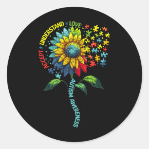 Autisme Awareness Sunflower Accepteert begrip lief Ronde Sticker