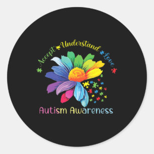 Autisme Awareness Sunflower Accepteert begrip lief Ronde Sticker