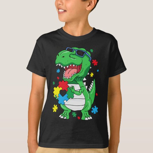 Autisme Awareness T Rex Dinosaur Puzzle Piece Kind T-shirt (Voorkant)